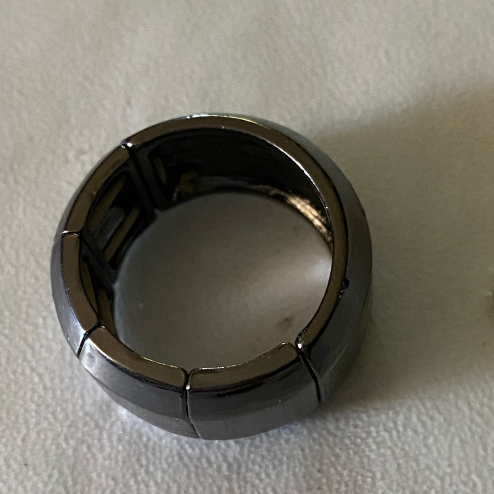 Mens Jet Black Textured Ring